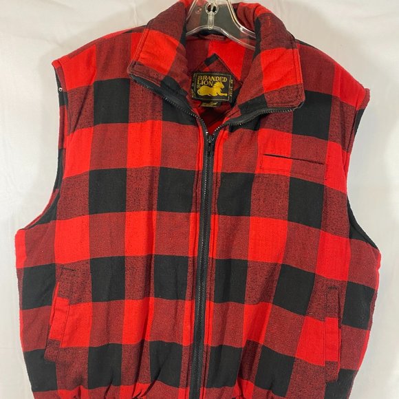 Branded Lion Black & Red Plaid Quilted Zip Front Vest NWOT Women's Size XL - Picture 2 of 14